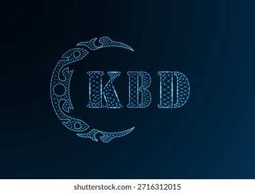 Low poly letter logo KBD design. KBD letter logo low poly vector design on blue color gradient background. KBD logo low poly design
