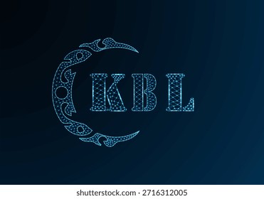 Logotipo bajo de la letra polivinílica KBL diseño. Diseño de Vector polivinílico bajo del logotipo de la letra de KBL en fondo azul del gradiente del color. Logotipo de KBL bajo diseño polivinílico
