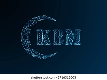 Logotipo bajo de la letra polivinílica KBM diseño. Logotipo de la letra de KBM bajo diseño de Vector polivinílico sobre fondo azul del gradiente del color. Logotipo de KBM bajo diseño de poliéster
