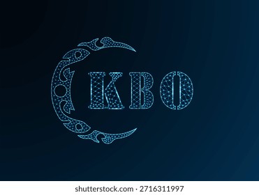 Low poly letter logo KBO design. KBO letter logo low poly vector design on blue color gradient background. KBO logo low poly design
