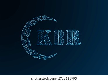 Logotipo bajo de la letra polivinílica KBR diseño. Diseño de Vector polivinílico bajo del logotipo de la letra de KBR en fondo azul del gradiente del color. Logotipo de KBR bajo diseño de poliéster

