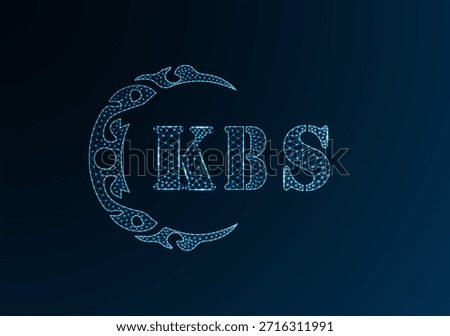 Low poly letter logo KBS design. KBS letter logo low poly vector design on blue color gradient background. KBS logo low poly design

