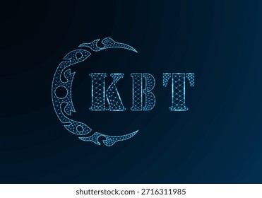Logotipo bajo de la letra polivinílica KBT diseño. Logotipo de la letra de KBT bajo diseño de Vector polivinílico sobre fondo azul del gradiente del color. Logotipo de KBT bajo diseño polivinílico

