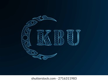 Low poly letter logo KBU design. KBU letter logo low poly vector design on blue color gradient background. KBU logo low poly design
