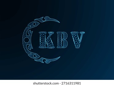 Low poly letter logo KBV design. KBV letter logo low poly vector design on blue color gradient background. KBV logo low poly design
