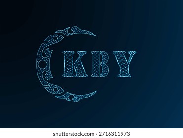 Low-Poly-Buchstaben-Logo KBY-Design. KBY-Buchstabe Logo Low-Poly-Vektordesign auf blauem Farbverlauf-Hintergrund. KBY Logo Low-Poly-Design
