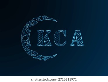 Low poly letter logo KCA design. KCA letter logo low poly vector design on blue color gradient background. KCA logo low poly design
