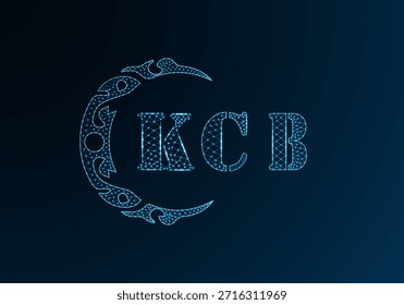 Low poly letter logo KCB design. KCB letter logo low poly vector design on blue color gradient background. KCB logo low poly design
