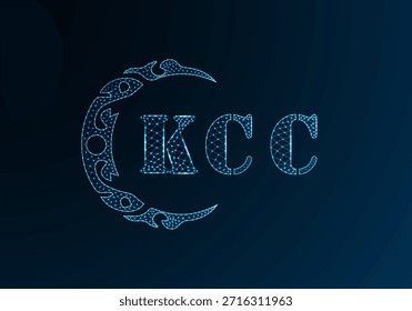 Low poly letter logo KCC design. KCC letter logo low poly vector design on blue color gradient background. KCC logo low poly design
