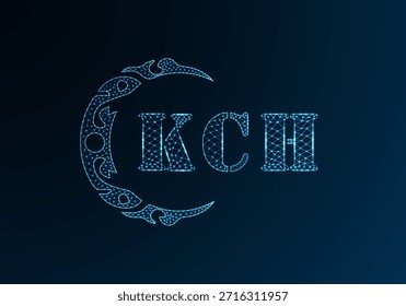 Logotipo bajo de la letra polivinílica KCH diseño. Diseño de Vector polivinílico bajo del logotipo de la letra de KCH en fondo azul del gradiente del color. Diseño de baja poli del logotipo de KCH
