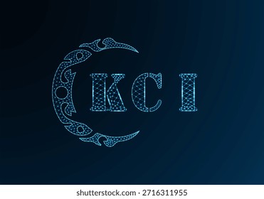 Logotipo bajo de la letra polivinílica KCI diseño. Diseño de Vector polivinílico bajo del logotipo de la letra de KCI en fondo azul del gradiente del color. Diseño de baja poli con logo KCI
