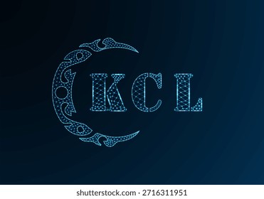 Low poly letter logo KCL design. KCL letter logo low poly vector design on blue color gradient background. KCL logo low poly design

