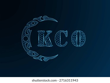 Logotipo bajo de la letra polivinílica KCO diseño. Diseño de Vector polivinílico bajo del logotipo de la letra de KCO en fondo azul del gradiente del color. Diseño de baja poli del logotipo de KCO
