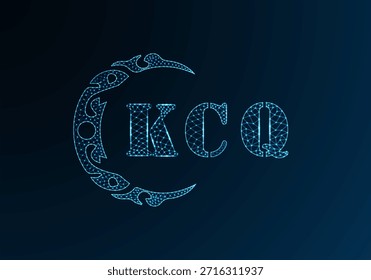 Low poly letter logo KCQ design. KCQ letter logo low poly vector design on blue color gradient background. KCQ logo low poly design
