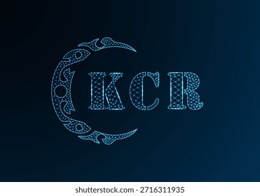 Logotipo bajo de la letra polivinílica KCR diseño. Diseño de Vector polivinílico bajo del logotipo de la letra de KCR en fondo azul del gradiente del color. Logotipo de KCR bajo diseño polivinílico
