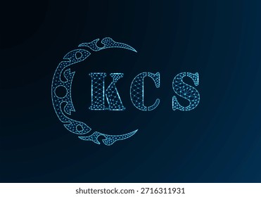 Low poly letter logo KCS design. KCS letter logo low poly vector design on blue color gradient background. KCS logo low poly design
