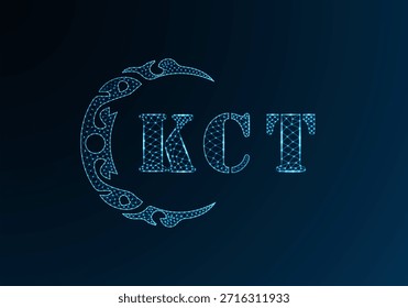 Logotipo bajo de la letra polivinílica KCT diseño. Diseño de Vector polivinílico bajo del logotipo de la letra de KCT en fondo azul del gradiente del color. Logotipo de KCT bajo diseño de poliéster
