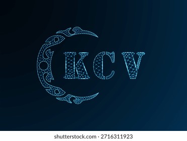 Logotipo bajo de la letra polivinílica KCV diseño. Diseño de Vector polivinílico bajo del logotipo de la letra de KCV en fondo azul del gradiente del color. Logotipo de KCV bajo diseño de poliéster
