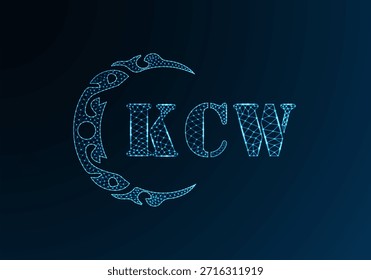 Logotipo bajo de la letra polivinílica KCW diseño. Diseño de Vector polivinílico bajo del logotipo de la letra de KCW en fondo azul del gradiente del color. Logotipo de KCW bajo diseño de poliéster
