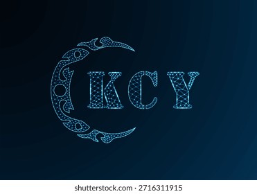 Low poly letter logo KCY design. KCY letter logo low poly vector design on blue color gradient background. KCY logo low poly design
