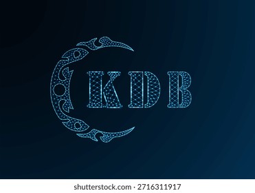 Logotipo de letra baja de polietileno KDB diseño. Diseño de Vector polivinílico bajo del logotipo de la letra de KDB en fondo azul del gradiente del color. Logo de KDB bajo diseño de poliéster
