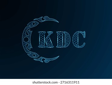 Low poly letter logo KDC design. KDC letter logo low poly vector design on blue color gradient background. KDC logo low poly design
