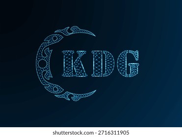Logotipo bajo de la letra polivinílica KDG diseño. Logotipo de la letra KDG bajo diseño de Vector de polietileno sobre fondo azul degradado. Logotipo de KDG bajo diseño de poliéster
