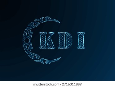 Logotipo bajo de la letra polivinílica KDI diseño. Diseño de Vector polivinílico bajo del logotipo de la letra de KDI en fondo azul del gradiente del color. Diseño de poliéster bajo del logotipo de KDI
