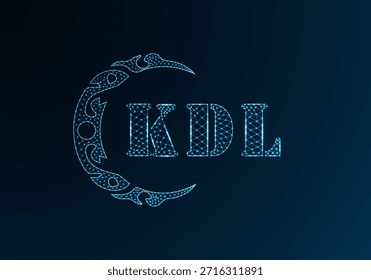 Low poly letter logo KDL design. KDL letter logo low poly vector design on blue color gradient background. KDL logo low poly design

