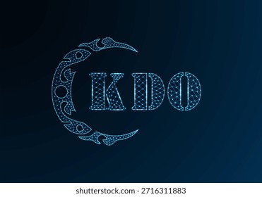 Logotipo bajo de la letra polivinílica KDO diseño. Diseño de Vector polivinílico bajo del logotipo de la letra de KDO en fondo azul del gradiente del color. Logotipo de KDO bajo diseño de poliéster
