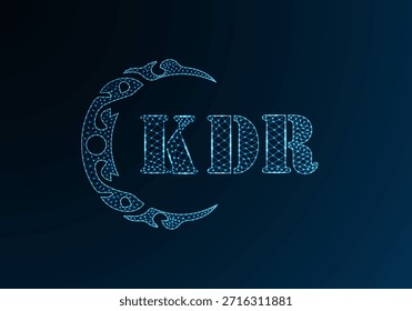 Logotipo bajo de la letra polivinílica KDR diseño. Logotipo de la letra de KDR bajo diseño de Vector polivinílico sobre fondo azul del gradiente del color. Logotipo de KDR bajo diseño polivinílico
