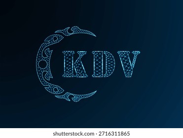 Logotipo bajo de la letra polivinílica KDV diseño. Diseño de Vector polivinílico bajo del logotipo de la letra de KDV en fondo azul del gradiente del color. Logotipo de KDV bajo diseño polivinílico
