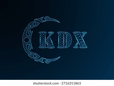Logotipo bajo de la letra polivinílica KDX diseño. Diseño de Vector polivinílico bajo del logotipo de la letra de KDX en fondo azul del gradiente del color. Logotipo de KDX bajo diseño de poliéster

