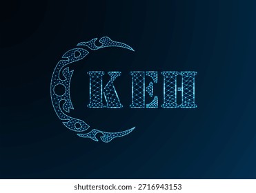 Logotipo bajo de la letra polivinílica KEH diseño. Diseño de Vector polivinílico bajo del logotipo de la letra de KEH en fondo azul del gradiente del color. Diseño de baja poli con logo KEH

