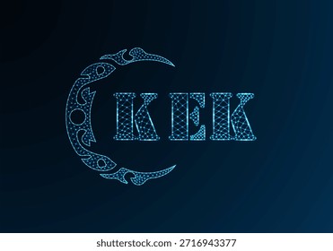Low-Poly-Buchstaben-Logo KEK-Design. KEK-Buchstabe-Logo Low-Poly-Vektordesign auf blauem Farbverlauf-Hintergrund. KEK Logo Low-Poly-Design
