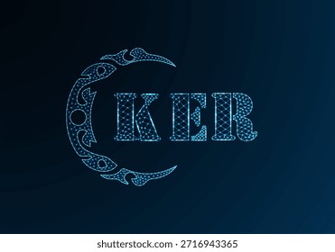 Logotipo bajo de la letra polivinílica diseño de KER. Diseño de Vector de polietileno bajo del logotipo de la letra del KER en fondo azul del gradiente del color. Diseño de baja poli del logotipo de KER
