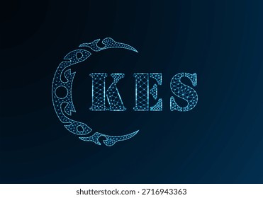 Low poly letter logo KES design. KES letter logo low poly vector design on blue color gradient background. KES logo low poly design
