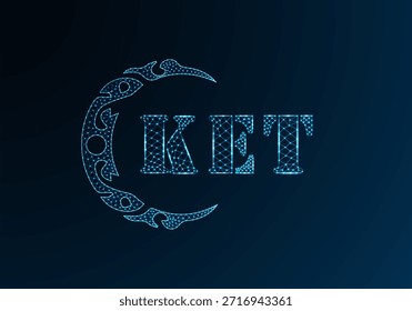 Low poly letter logo KET design. KET letter logo low poly vector design on blue color gradient background. KET logo low poly design
