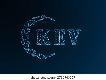 Logotipo bajo de la letra polivinílica KEV diseño. Diseño de Vector polivinílico bajo del logotipo de la letra de KEV en fondo azul del gradiente del color. Diseño de baja poli del logotipo de KEV
