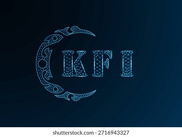 Logotipo bajo de la letra polivinílica KFI diseño. Diseño de Vector polivinílico bajo del logotipo de la letra de KFI en fondo azul del gradiente del color. Diseño de baja poli del logotipo de KFI

