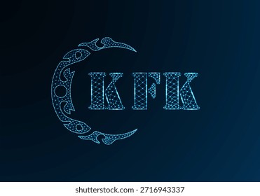 Logotipo bajo de la letra polivinílica KFK diseño. Diseño de Vector polivinílico bajo del logotipo de la letra de KFK en fondo azul del gradiente del color. Logotipo de KFK bajo diseño de poliéster
