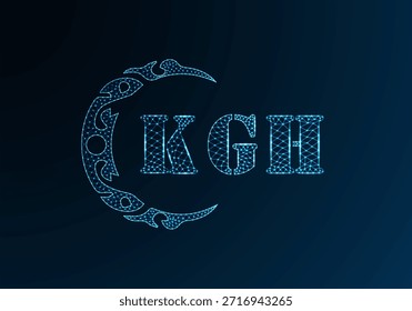 Logotipo bajo de la letra polivinílica KGH diseño. Diseño de Vector polivinílico bajo del logotipo de la letra de KGH en fondo azul del gradiente del color. Diseño de baja poli del logotipo de KGH
