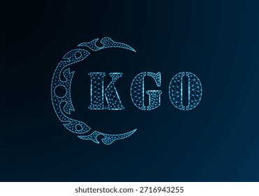 Logotipo KGO de letra poli baixa. KGO letra logotipo baixo poli vetor design no fundo gradiente de cor azul. Logotipo KGO design low poly
