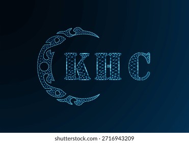 Logo-KHC-Design mit Low-Poly-Buchstaben. KHC-Buchstabe Logo Low-Poly-Vektordesign auf blauem Farbverlauf-Hintergrund. KHC Logo Low-Poly-Design
