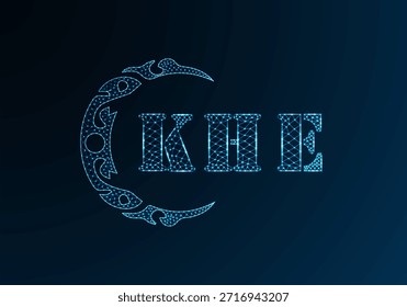 Logotipo bajo de la letra polivinílica KHE diseño. Logotipo de la letra de KHE bajo diseño de Vector polivinílico sobre fondo azul degradado. Logotipo de KHE bajo diseño de poliéster
