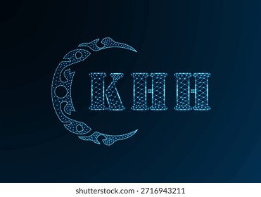 Low poly letter logo KHH design. KHH letter logo low poly vector design on blue color gradient background. KHH logo low poly design
