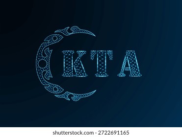 Low poly letter logo KTA design. KTA letter logo low poly vector design on blue color gradient background. KTA logo low poly design
