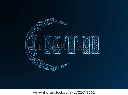 Low poly letter logo KTH design. KTH letter logo low poly vector design on blue color gradient background. KTH logo low poly design
