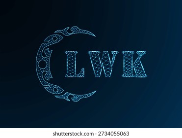 Low-Poly-Buchstaben-Logo LWK-Design. LWK-Buchstabe Logo Low-Poly-Vektordesign auf blauem Farbverlauf-Hintergrund. LWK Logo Low-Poly-Design
