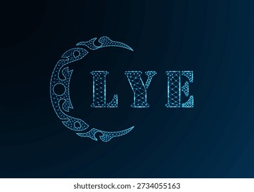 Low poly letter logo LYE design. LYE letter logo low poly vector design on blue color gradient background. LYE logo low poly design
